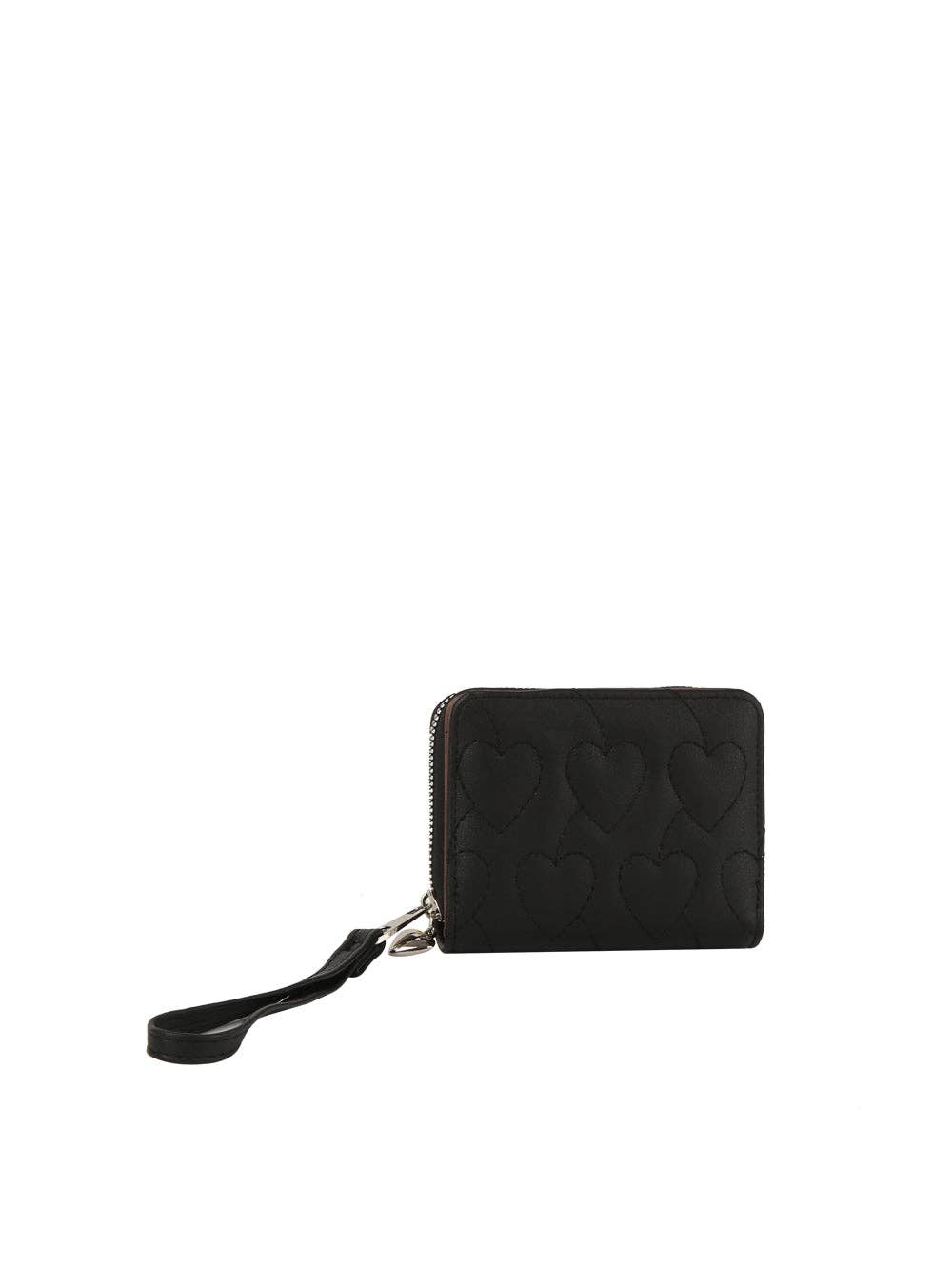 Square Heart Quilted Leather Wallet: Cherry