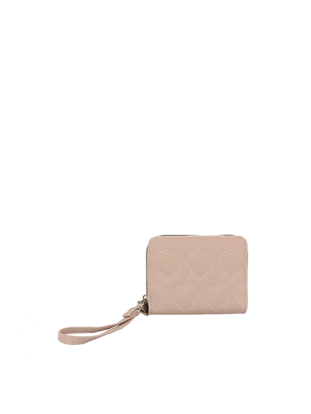 Square Heart Quilted Leather Wallet: Cherry