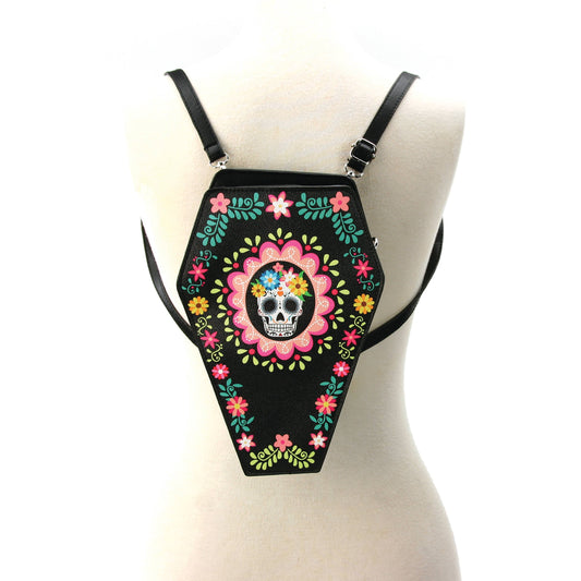 Sugar Skull Coffin Convertible Crossbody Backpack