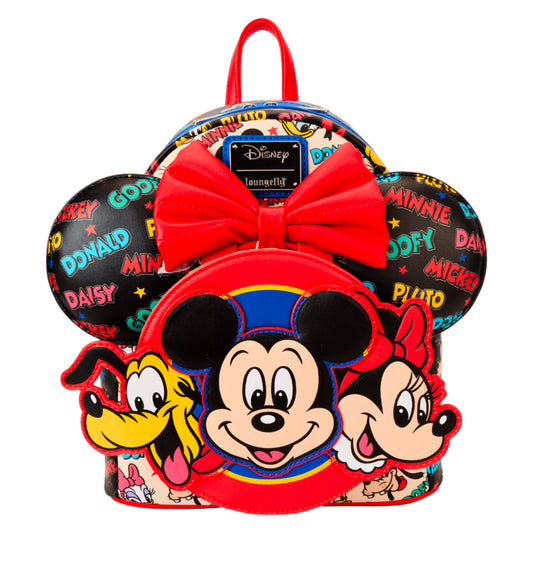 Mickey & Friends Classic All-Over Print Mini Backpack With Ear Headband