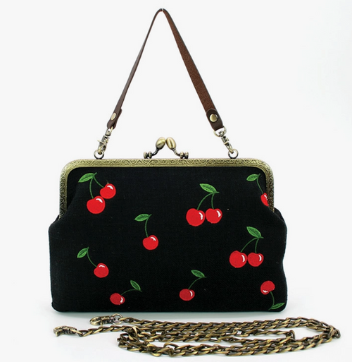 Cherry Darling Kiss Lock Clutch