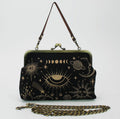 Kisslock Bag in Linen + Cotton Blend Fabric - Evil Eye