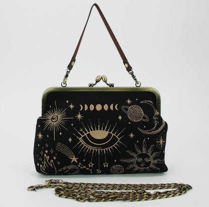 Kisslock Bag in Linen + Cotton Blend Fabric
