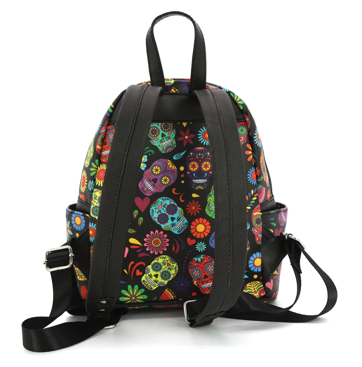 Floral Sugar Skull Head Collage Mini Backpack