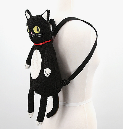 Furry Black Cat Backpack