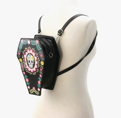 Sugar Skull Coffin Convertible Crossbody Backpack