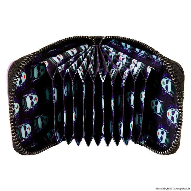Universal Monsters Bride of Frankenstein Mask Glow Accordion Zip Around Wallet