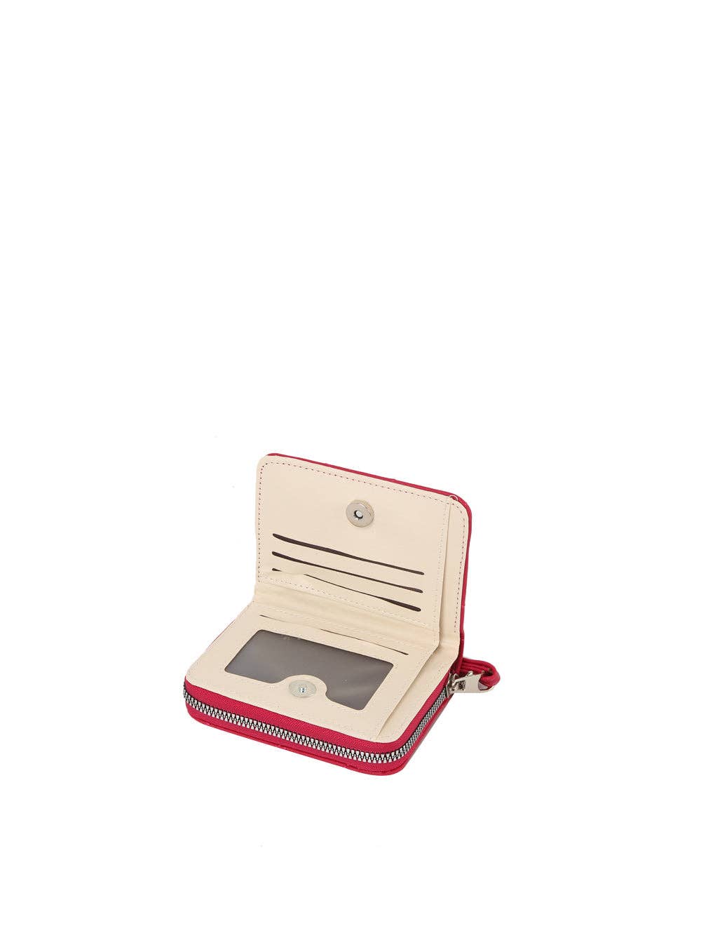 Square Heart Quilted Leather Wallet: Cherry