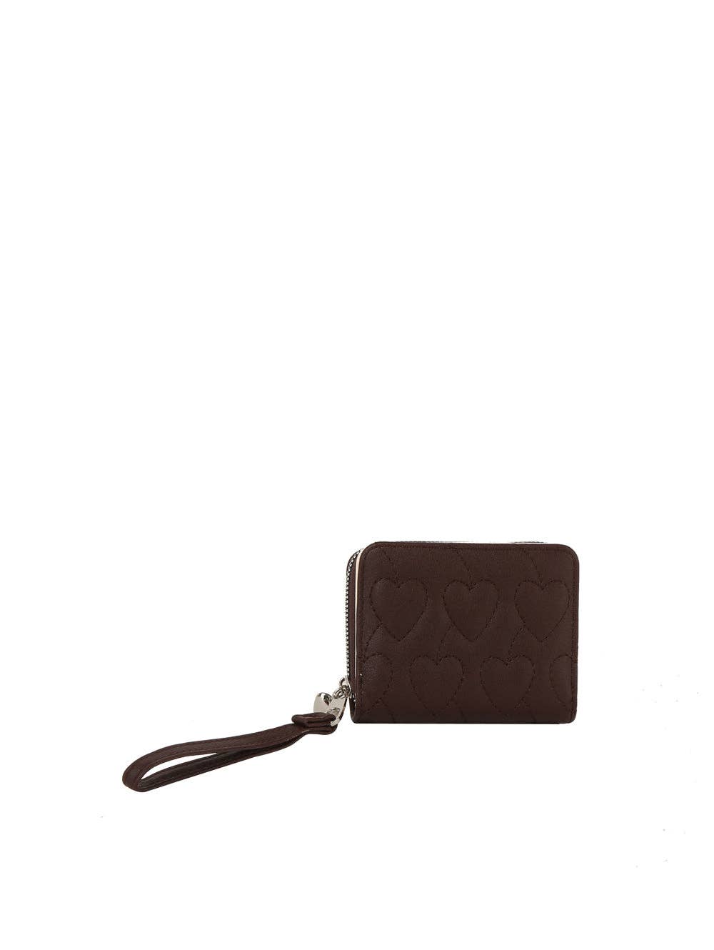 Square Heart Quilted Leather Wallet: Cherry