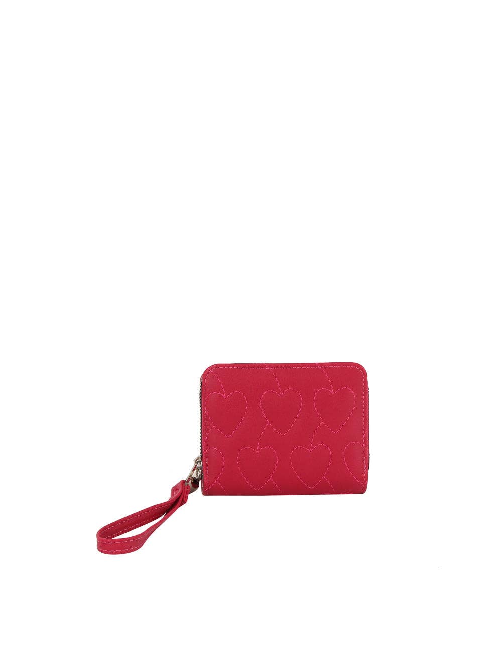 Square Heart Quilted Leather Wallet: Cherry