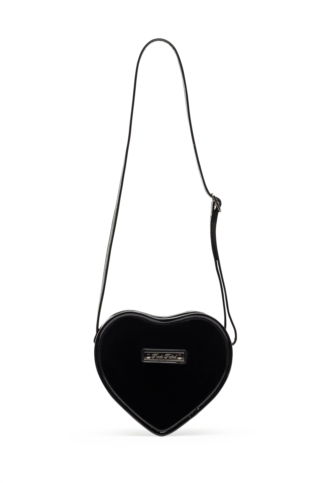 Mina Bat Studded Heart Crossbody Vinyl Black