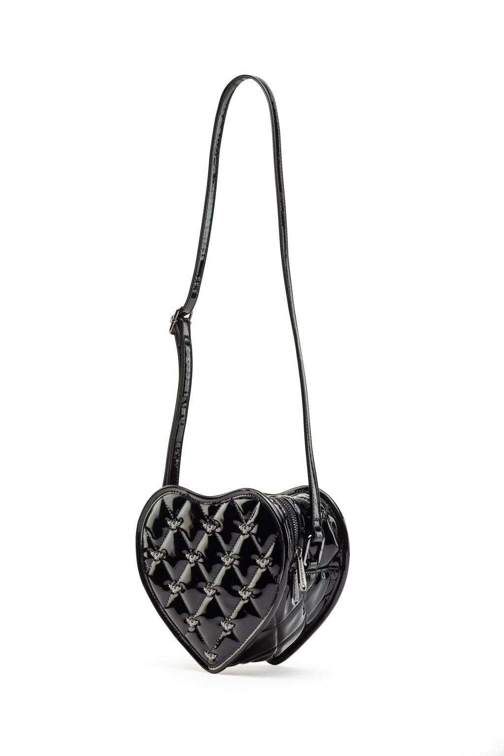 Mina Bat Studded Heart Crossbody Vinyl Black