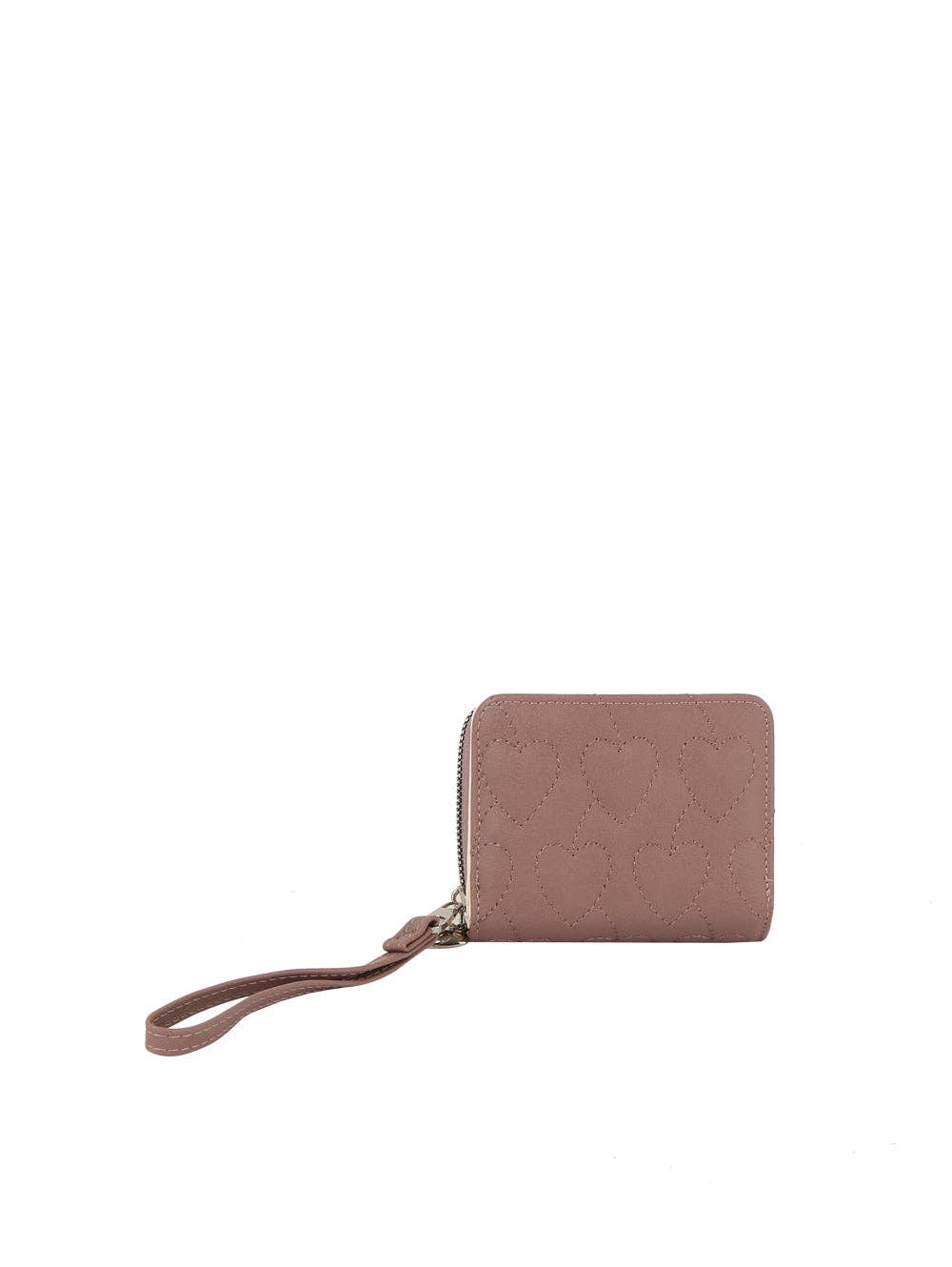 Square Heart Quilted Leather Wallet: Cherry