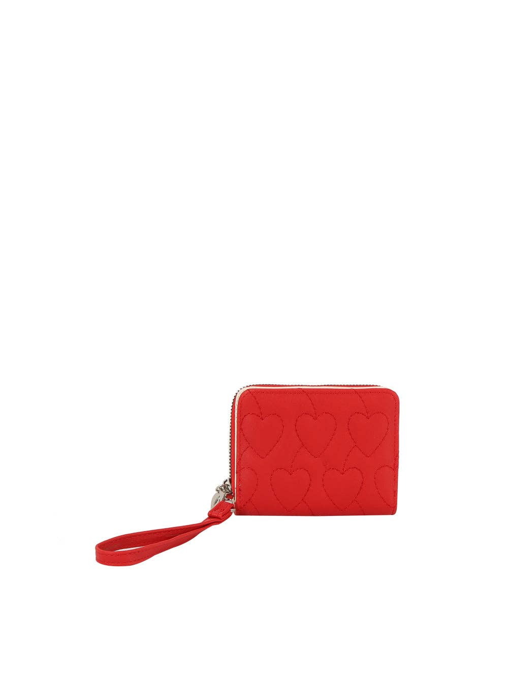 Square Heart Quilted Leather Wallet: Cherry