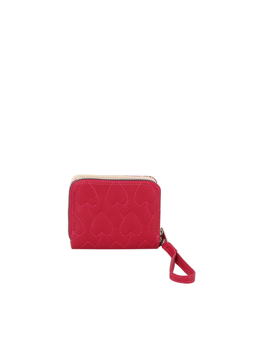 Square Heart Quilted Leather Wallet: Cherry