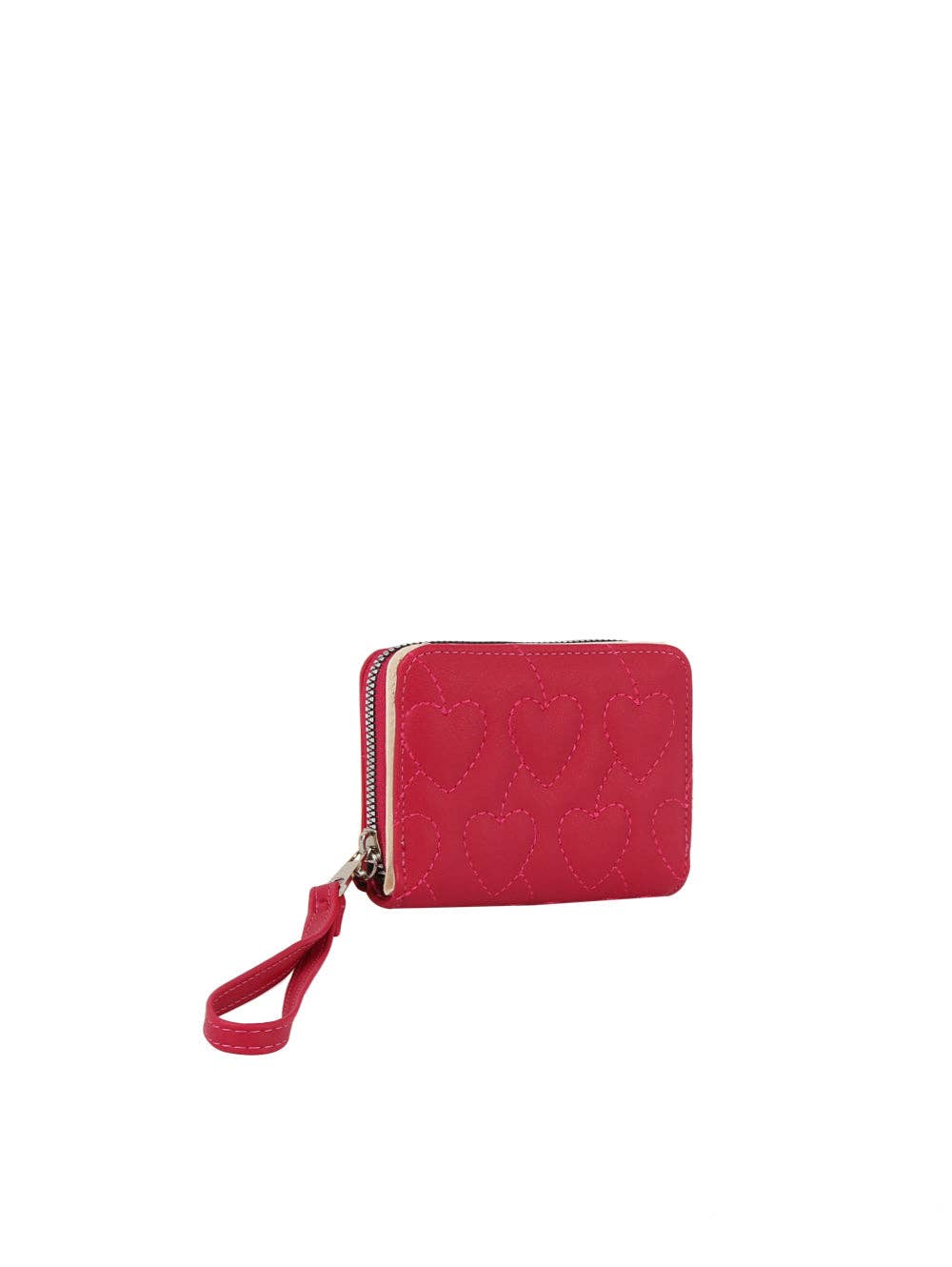 Square Heart Quilted Leather Wallet: Cherry