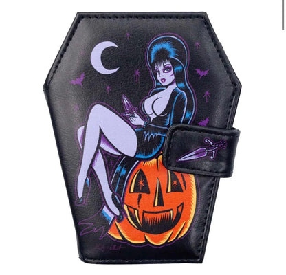 Elvira Coffin Wallet Pumpkin Pinup