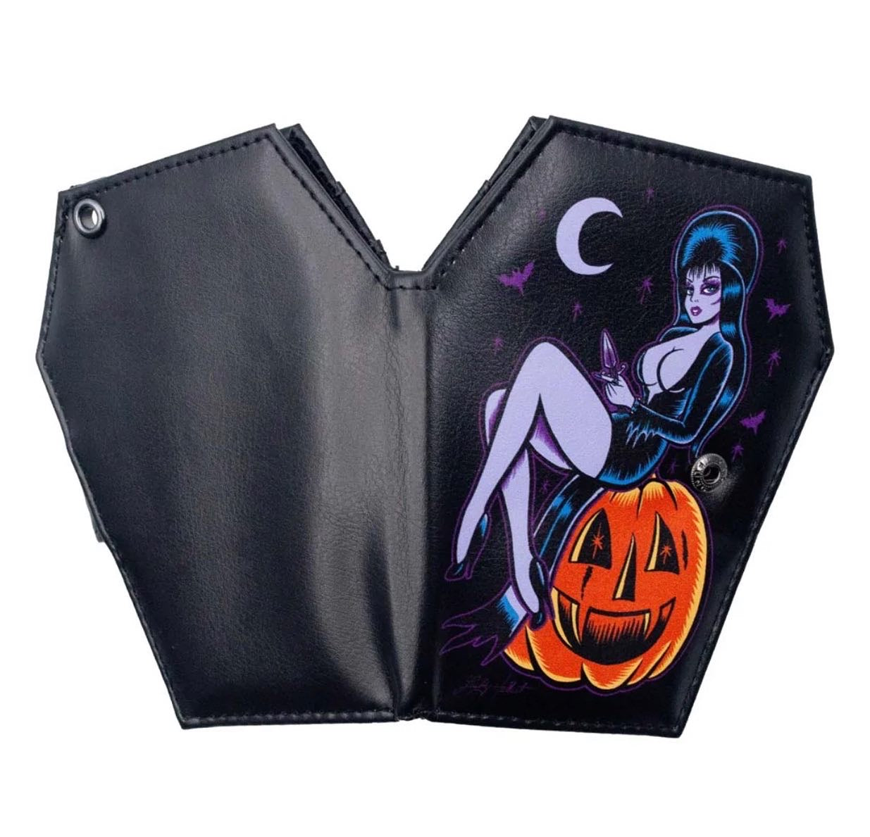 Elvira Coffin Wallet Pumpkin Pinup